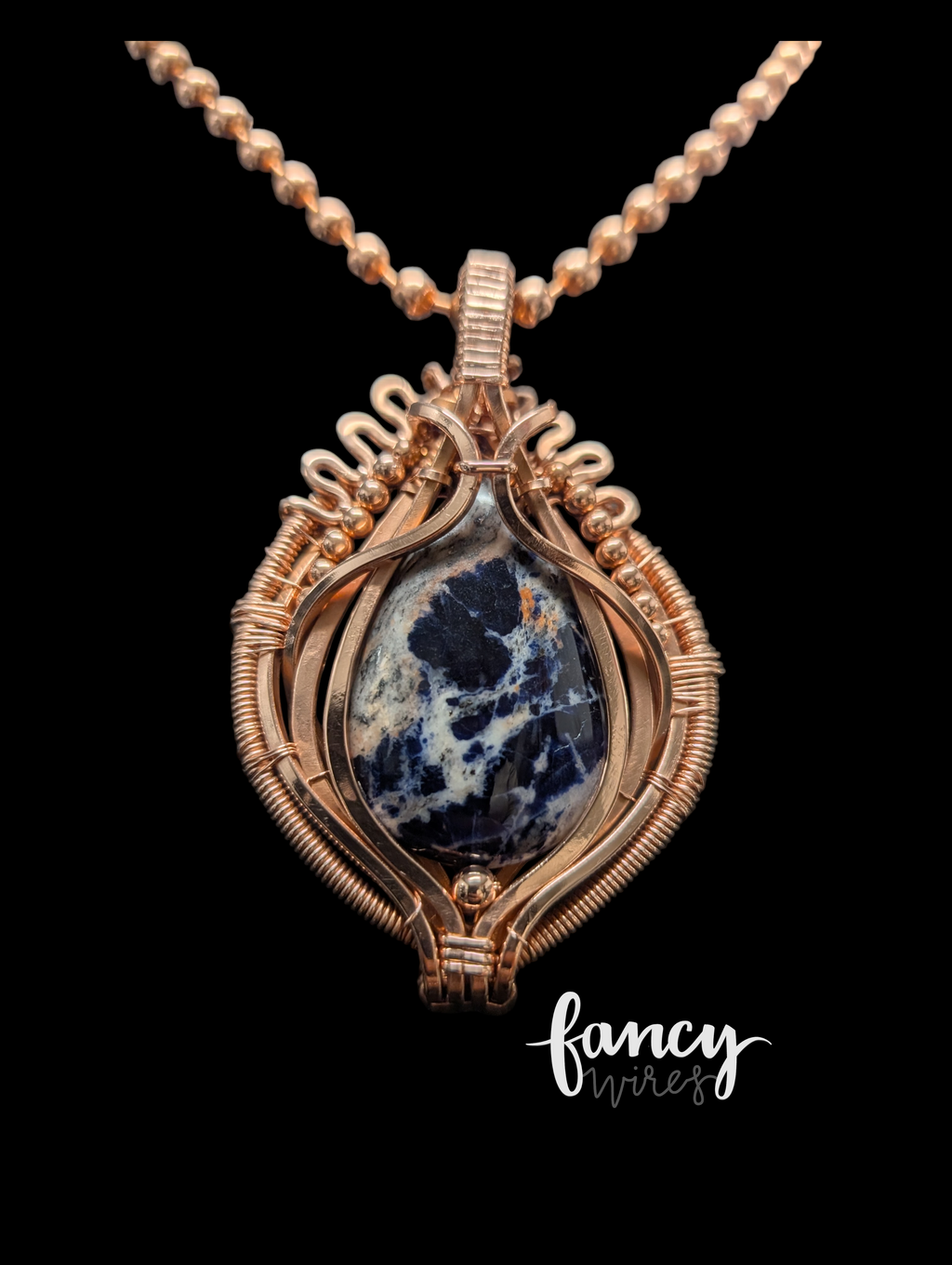 Sodalite and Copper Talisman Pendant