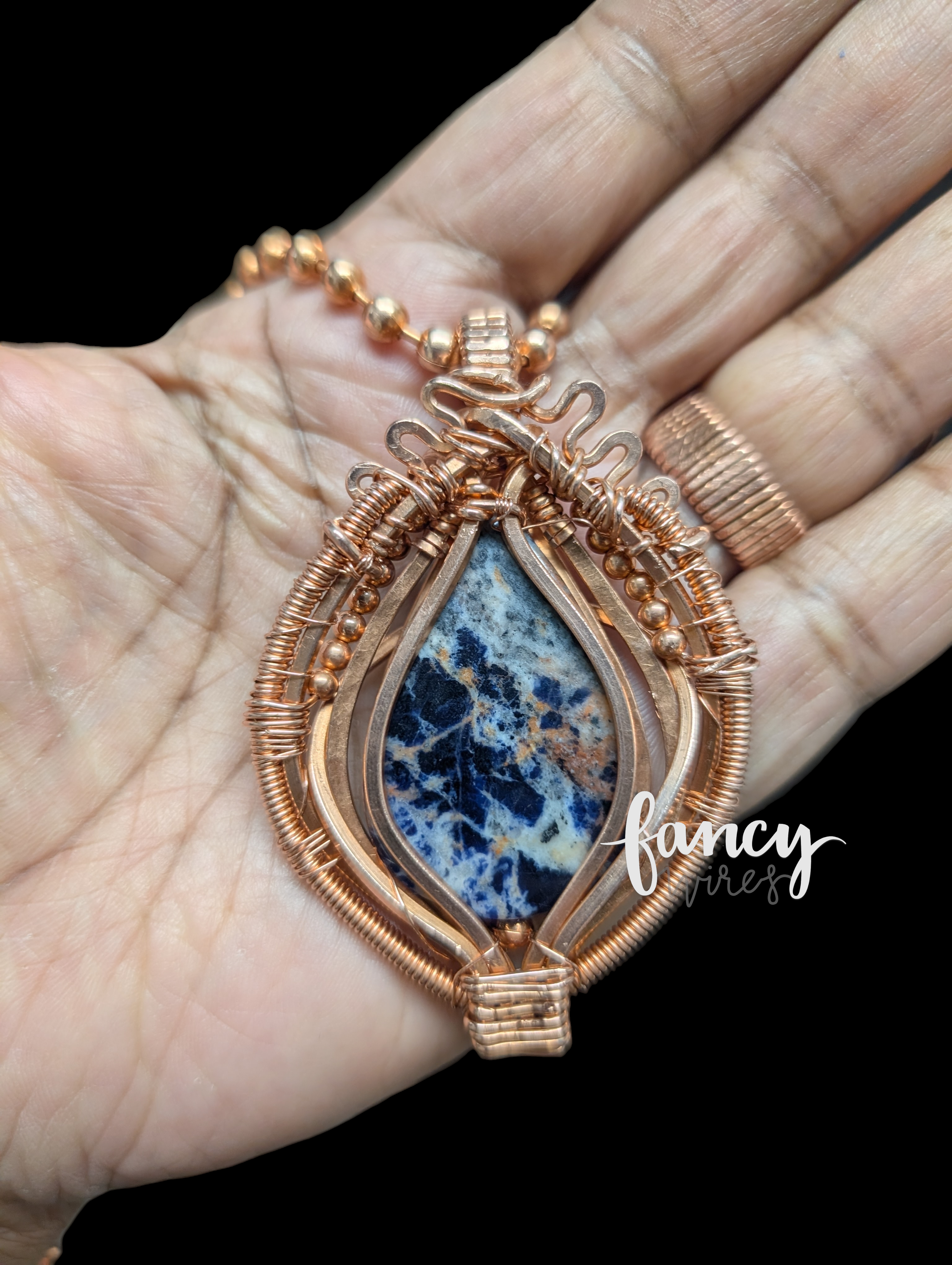 Sodalite and Copper Talisman Pendant