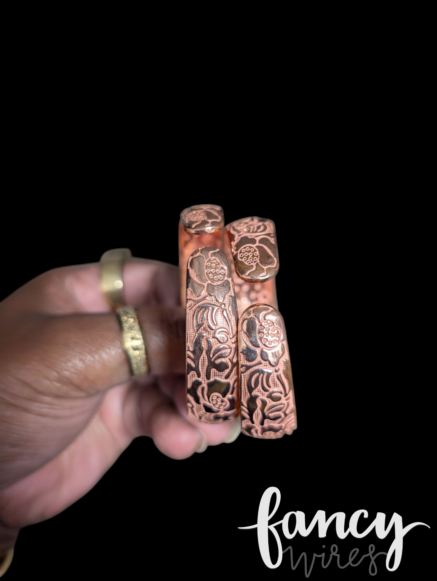 Solid Copper Floral Bangle
