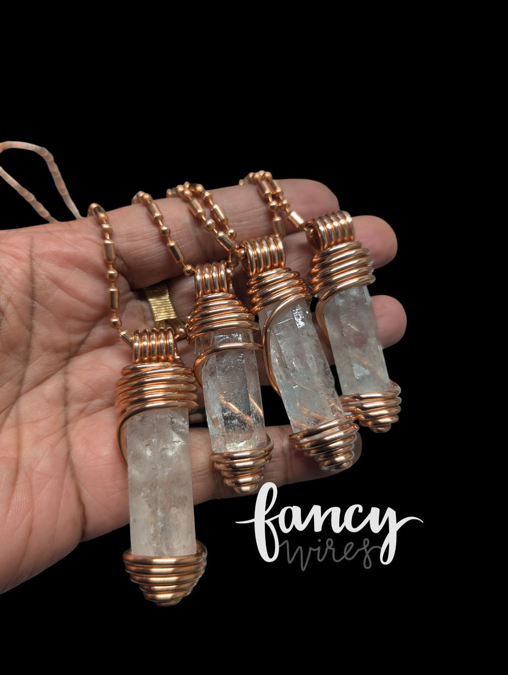 Copper and Clear Quartz Simple Wrapped Pendant