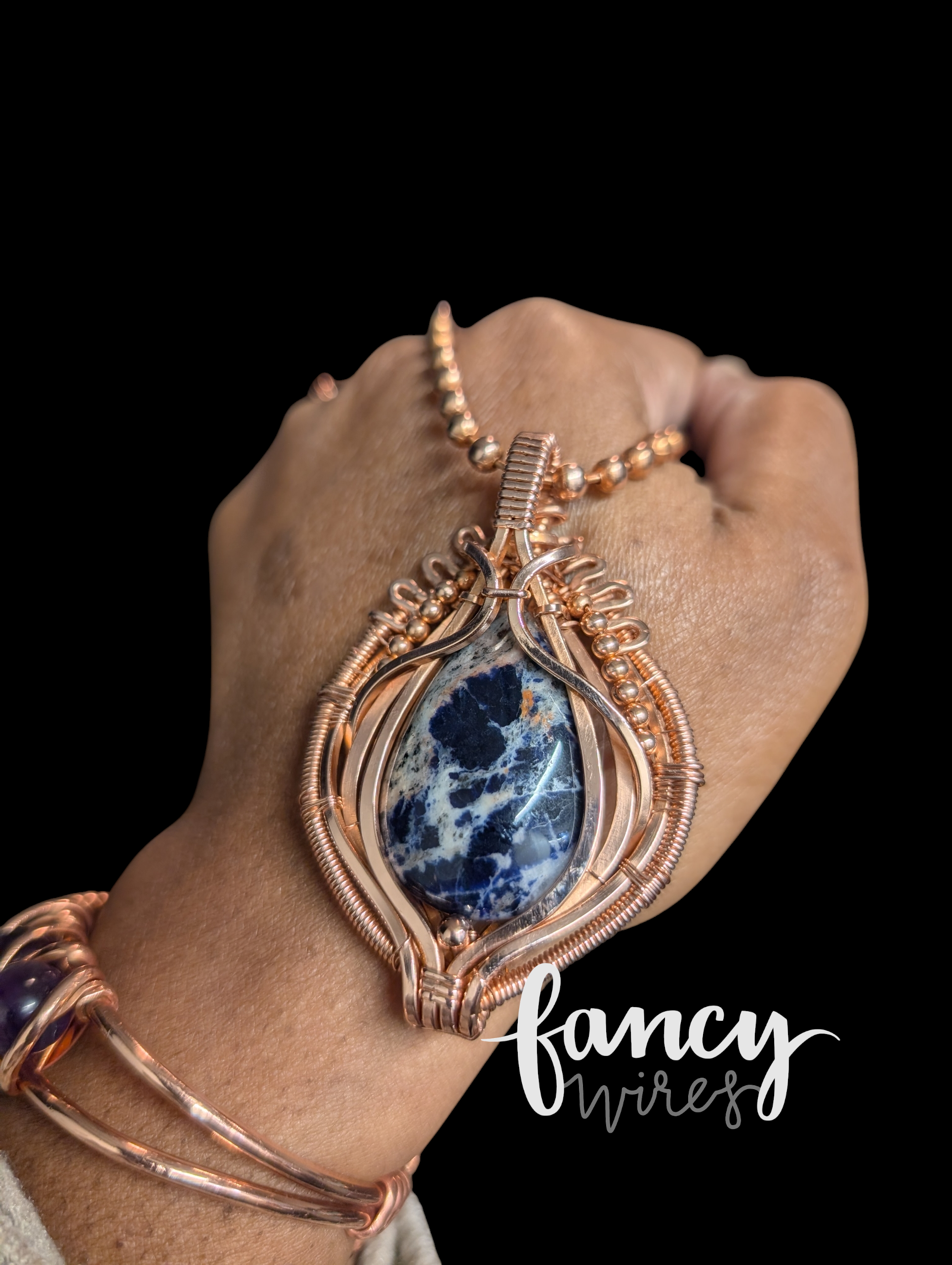 Sodalite and Copper Talisman Pendant