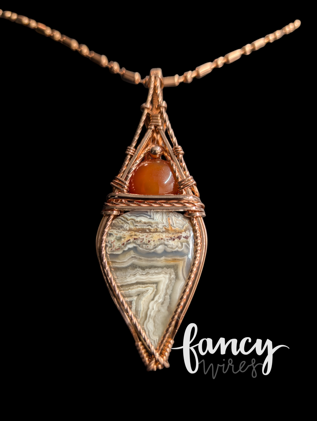 Crazy Lace Agate and Carnelian Pendant