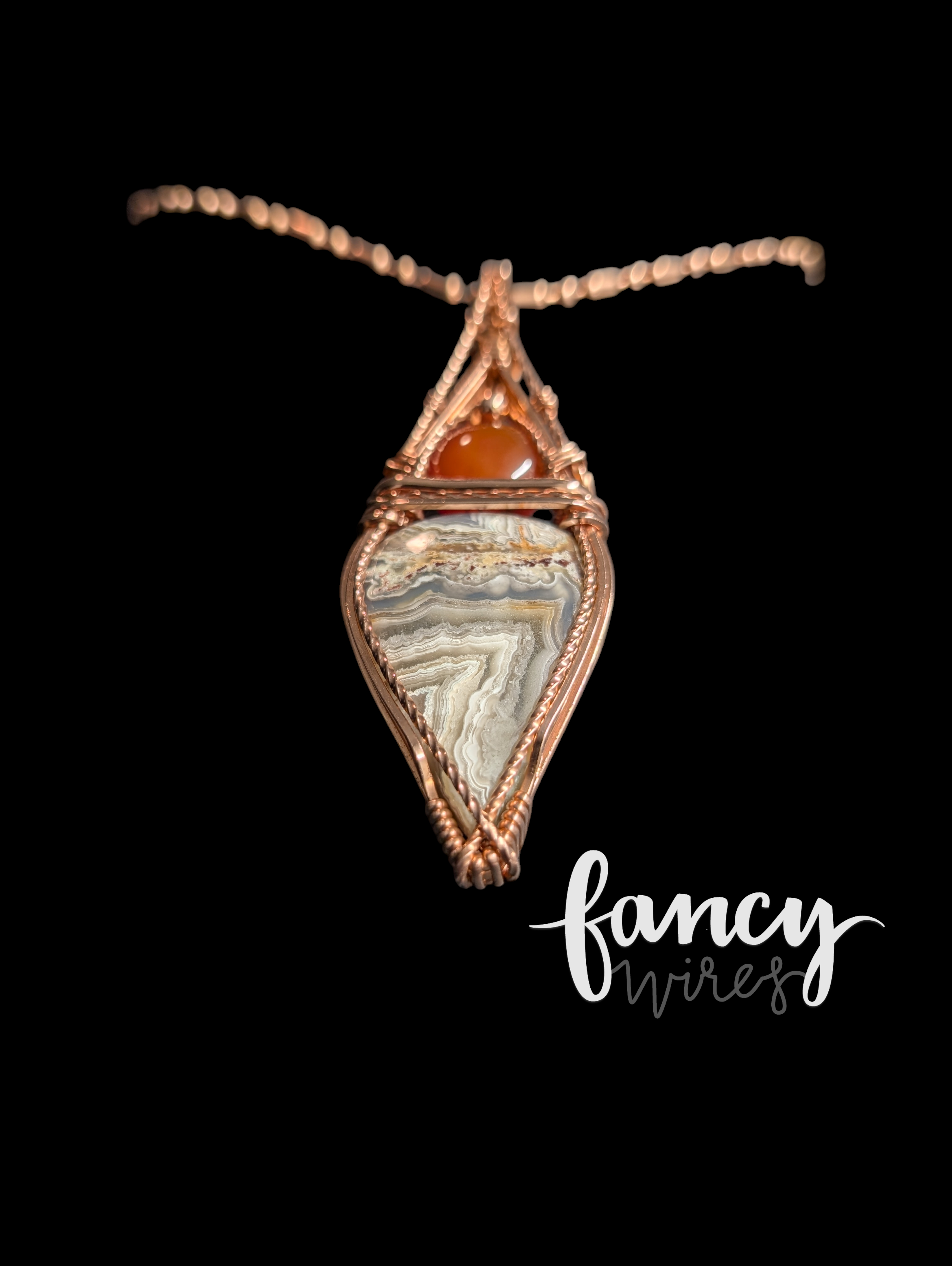 Crazy Lace Agate and Carnelian Pendant