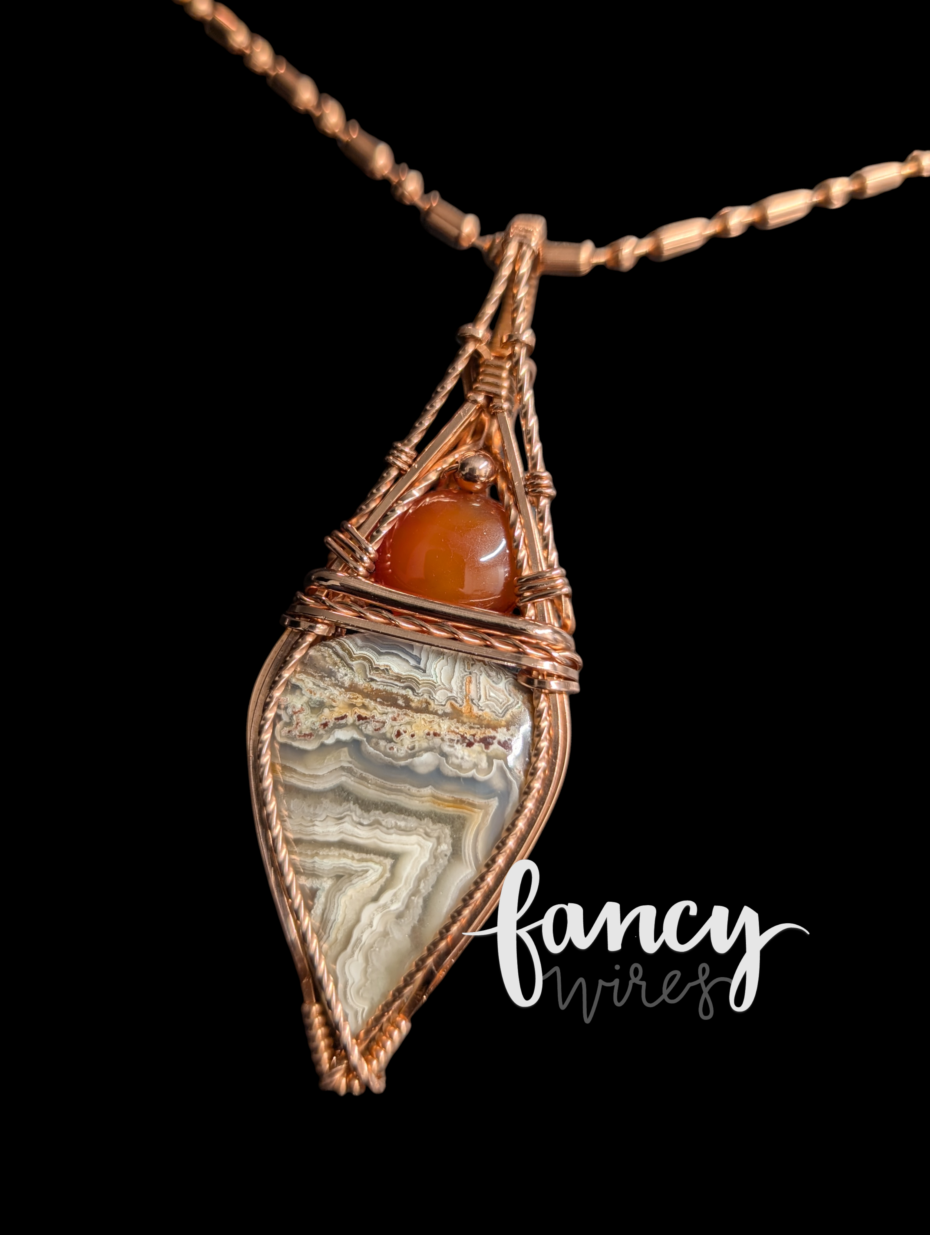 Crazy Lace Agate and Carnelian Pendant