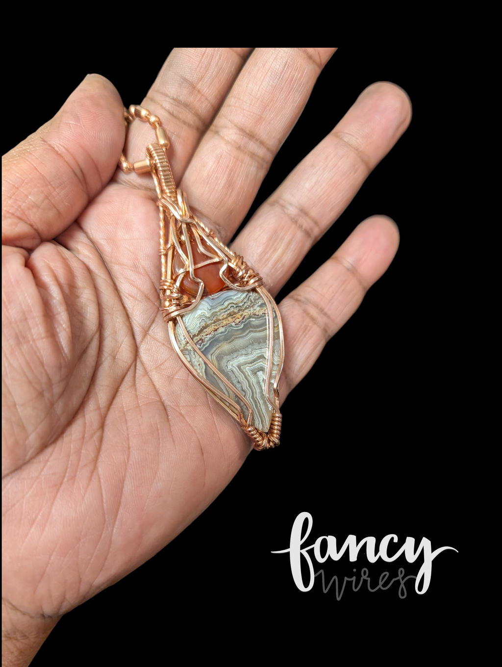 Crazy Lace Agate and Carnelian Pendant