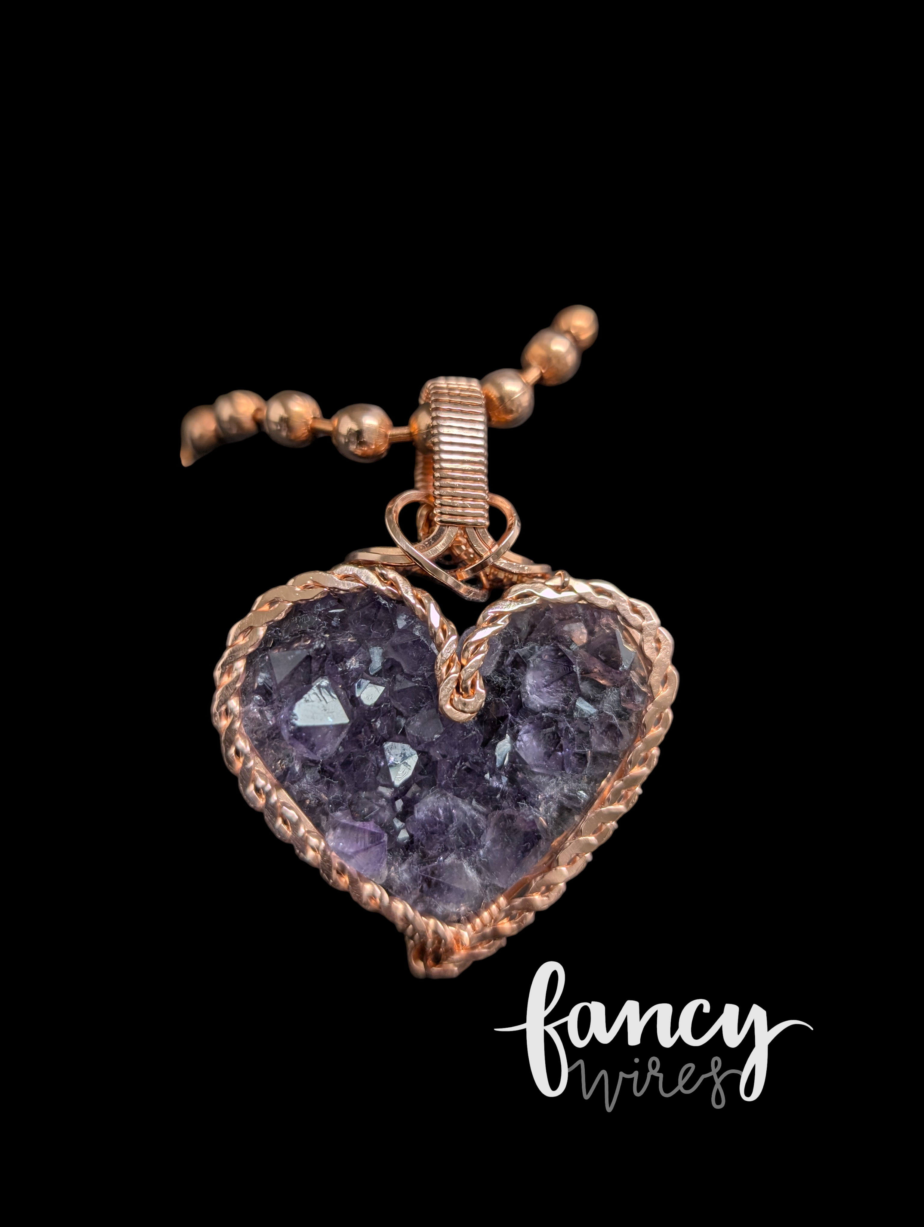 Amethyst Heart Cluster Pendant