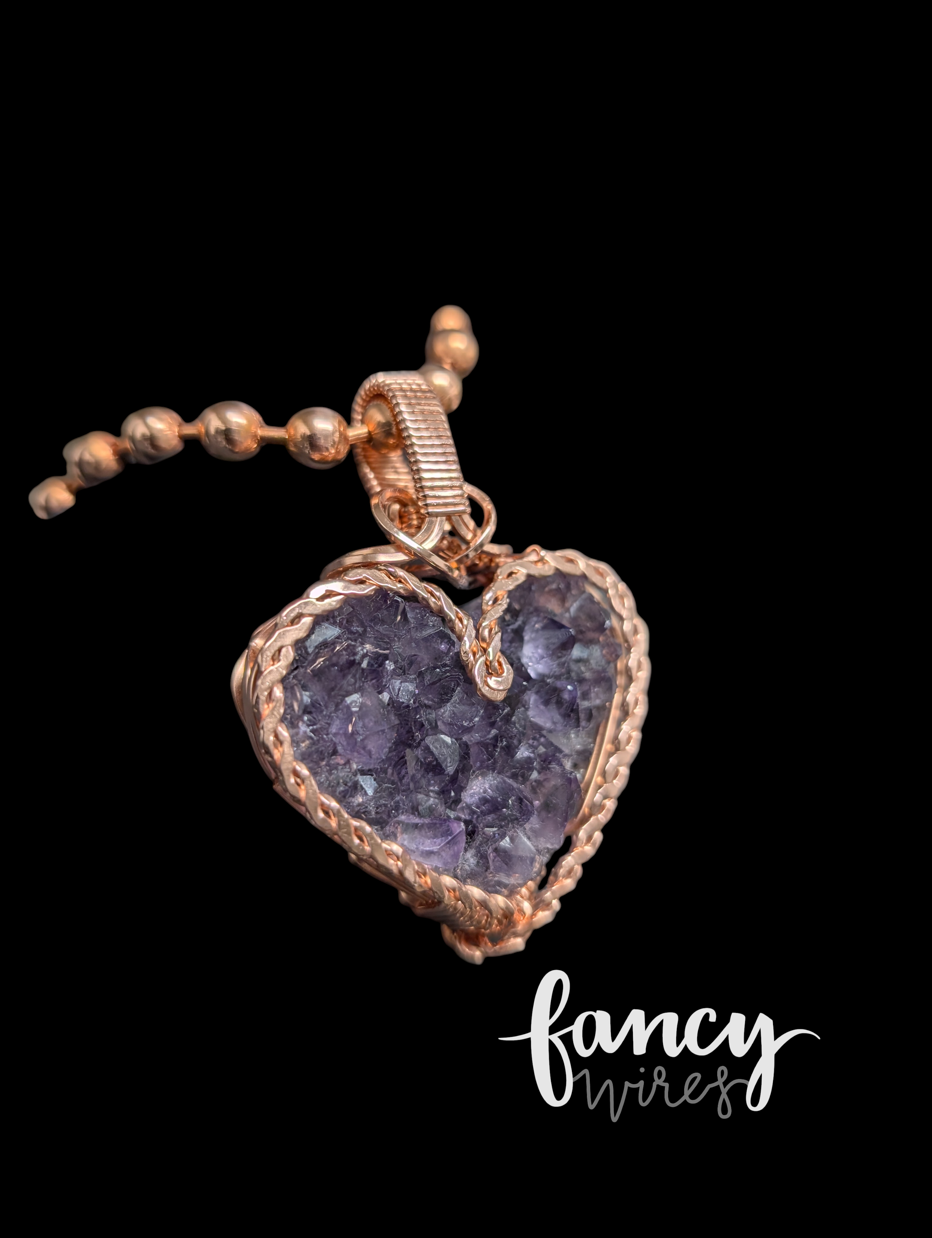 Amethyst Heart Cluster Pendant