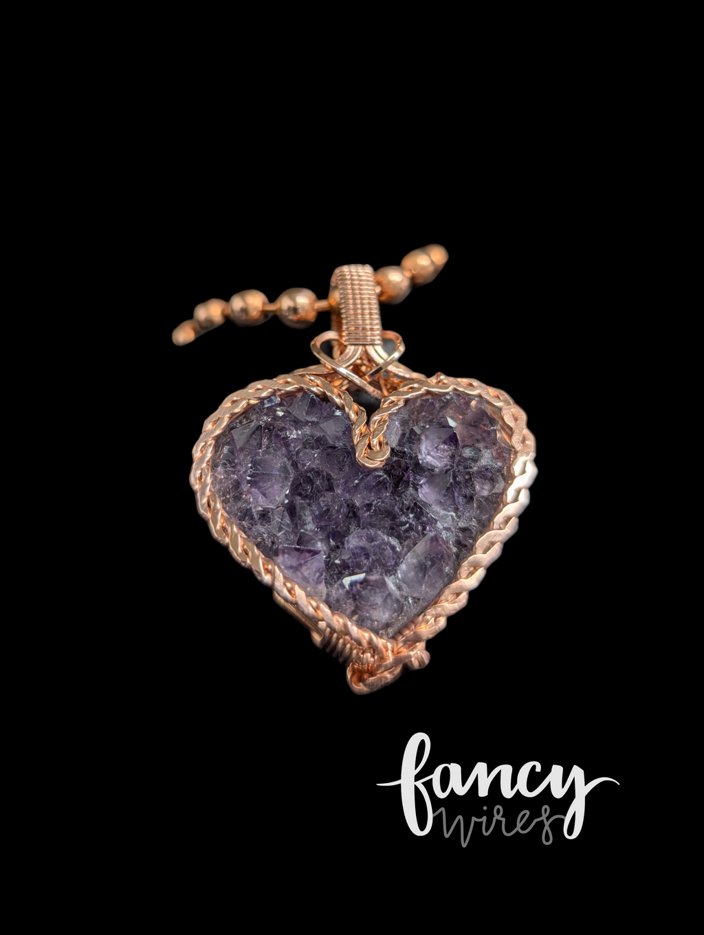 Amethyst Heart Cluster Pendant