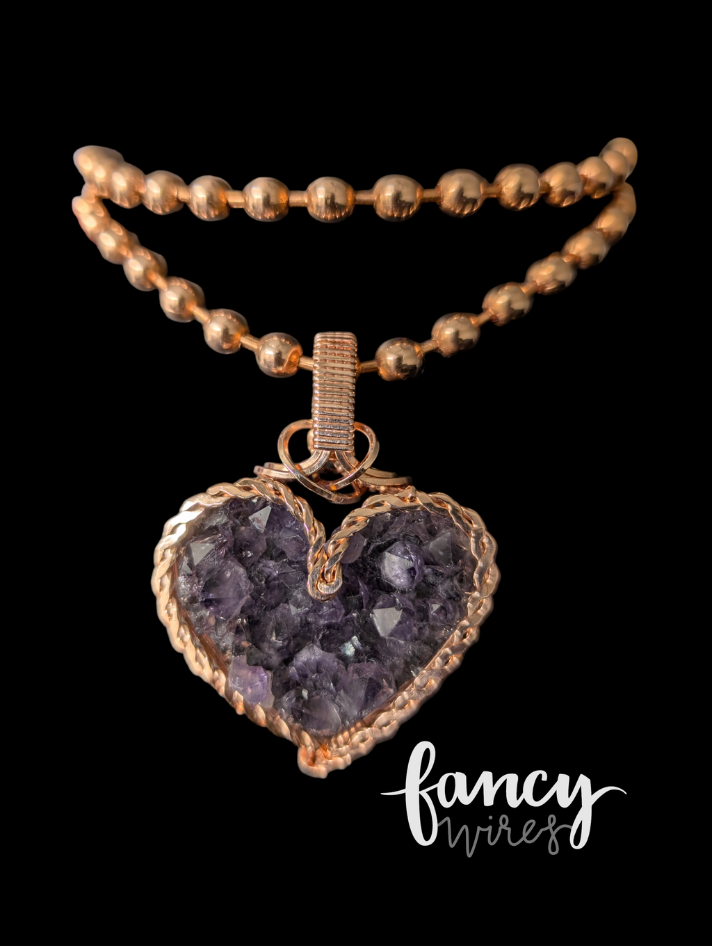Amethyst Heart Cluster Pendant