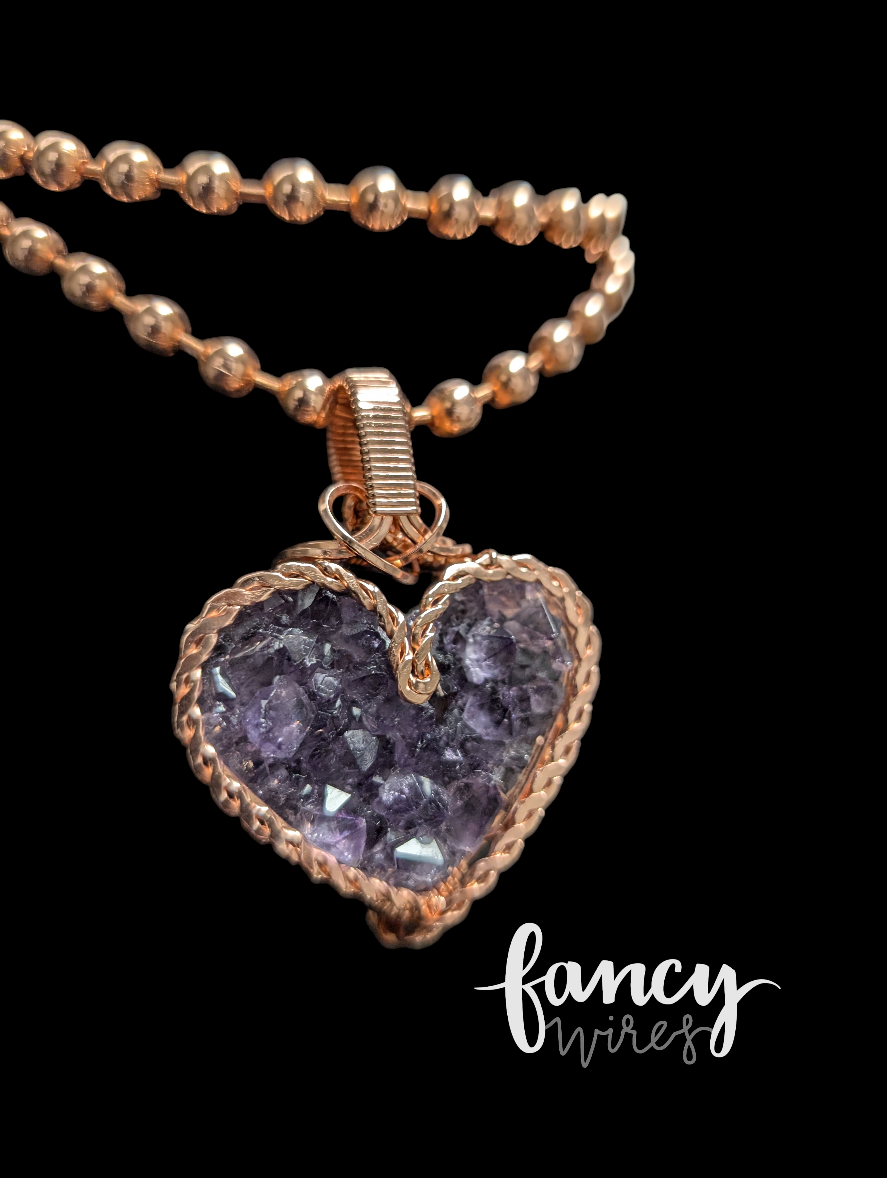Amethyst Heart Cluster Pendant