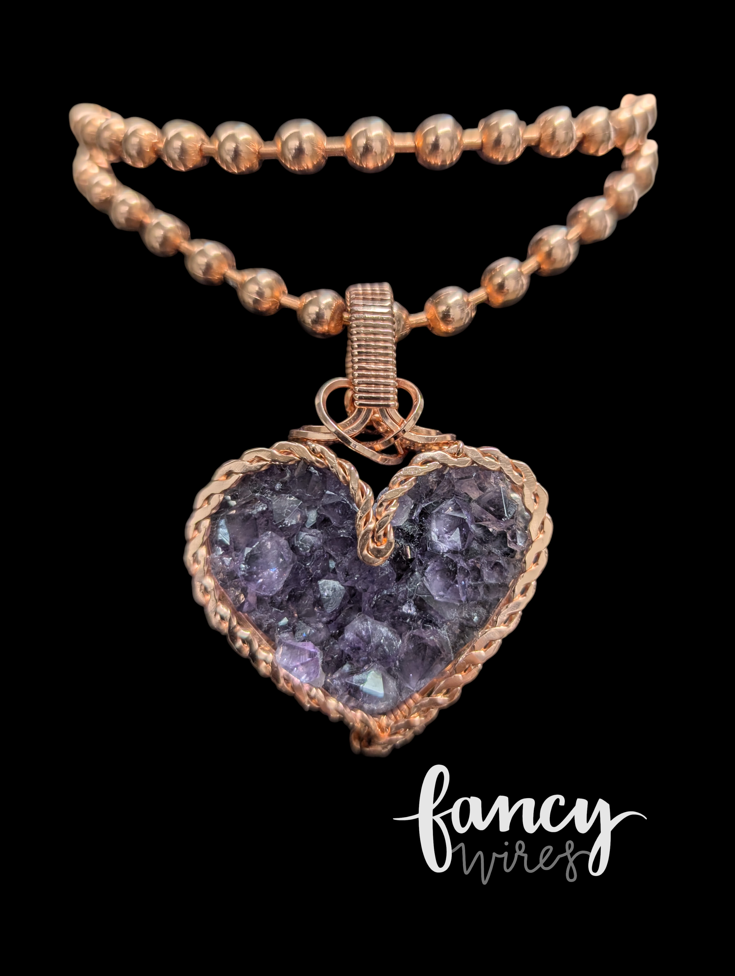 Amethyst Heart Cluster Pendant