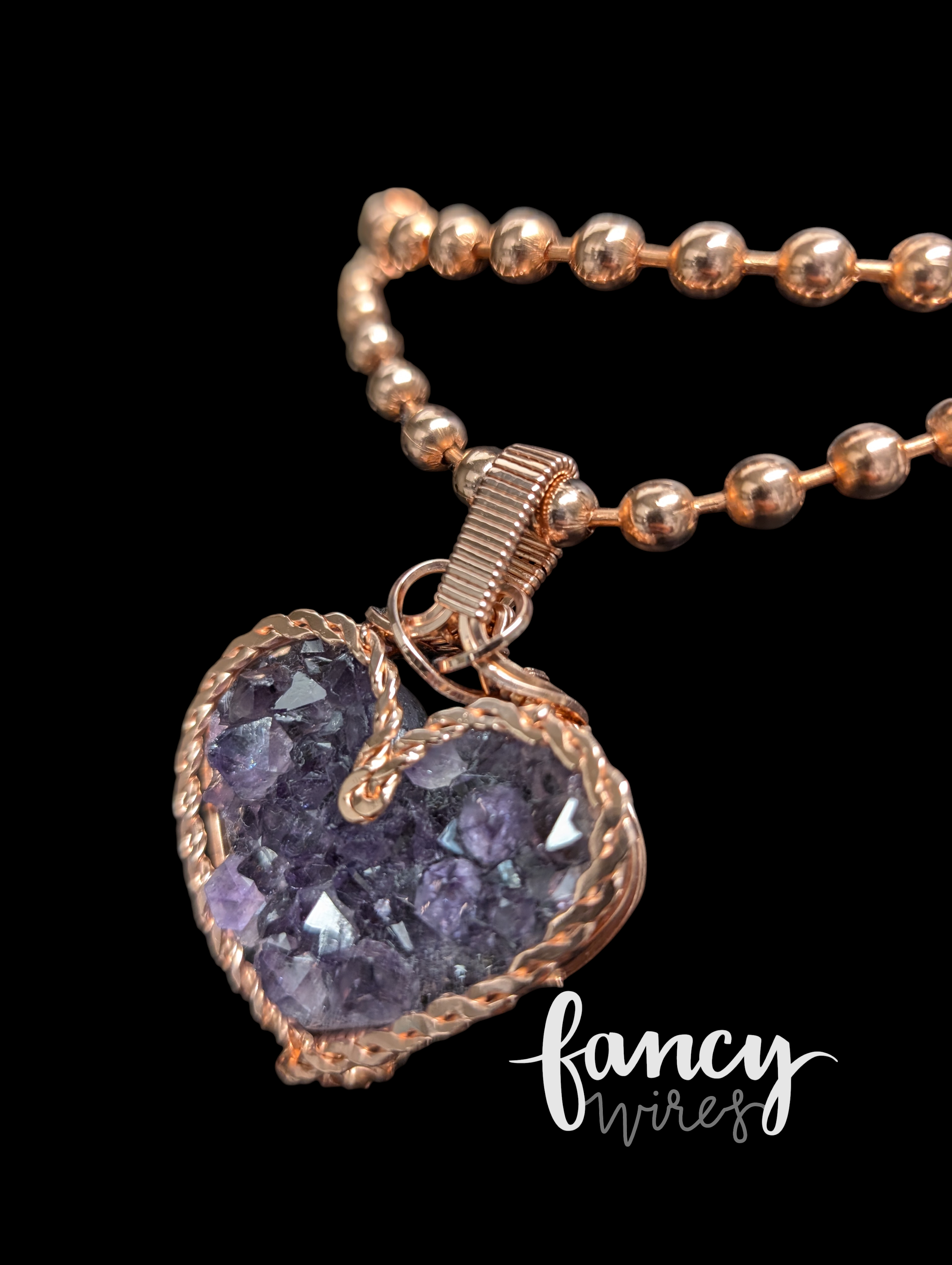Amethyst Heart Cluster Pendant