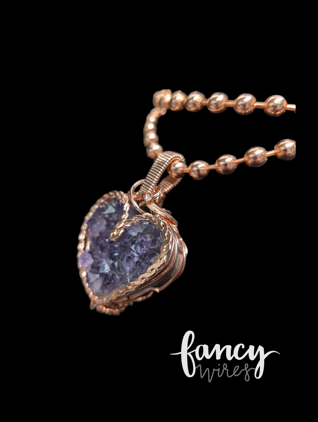 Amethyst Heart Cluster Pendant