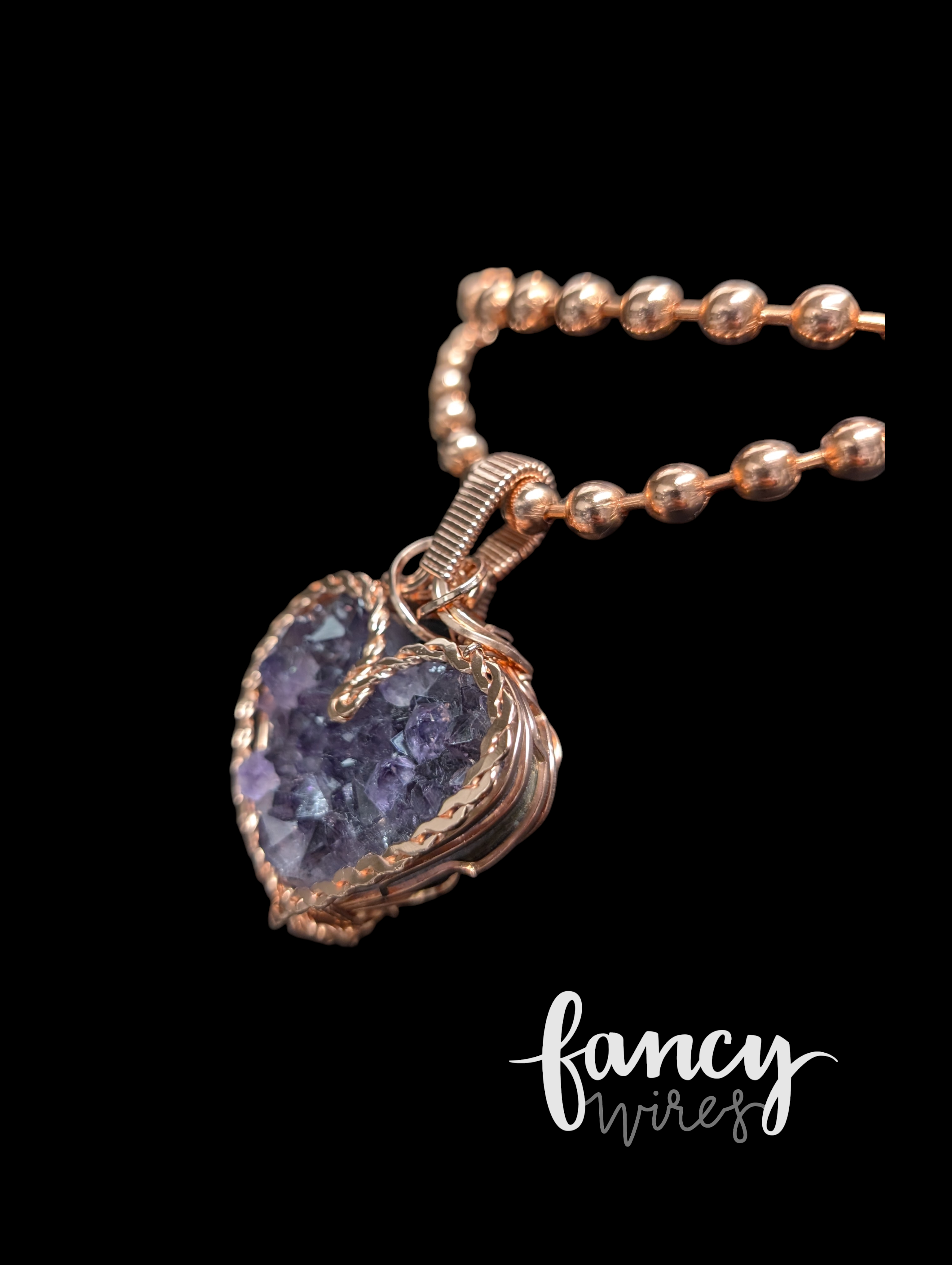 Amethyst Heart Cluster Pendant