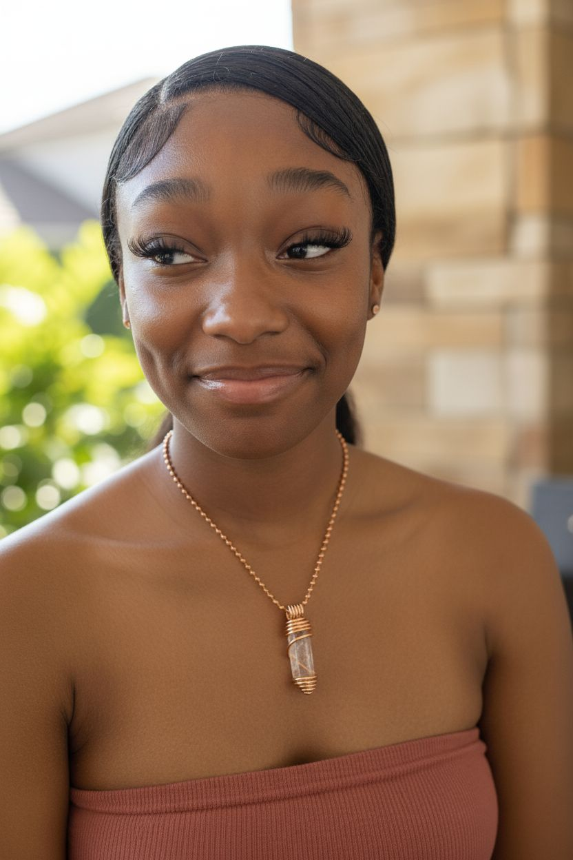 Copper and Clear Quartz Simple Wrapped Pendant