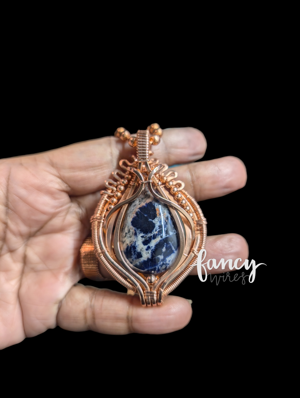 Sodalite and Copper Talisman Pendant