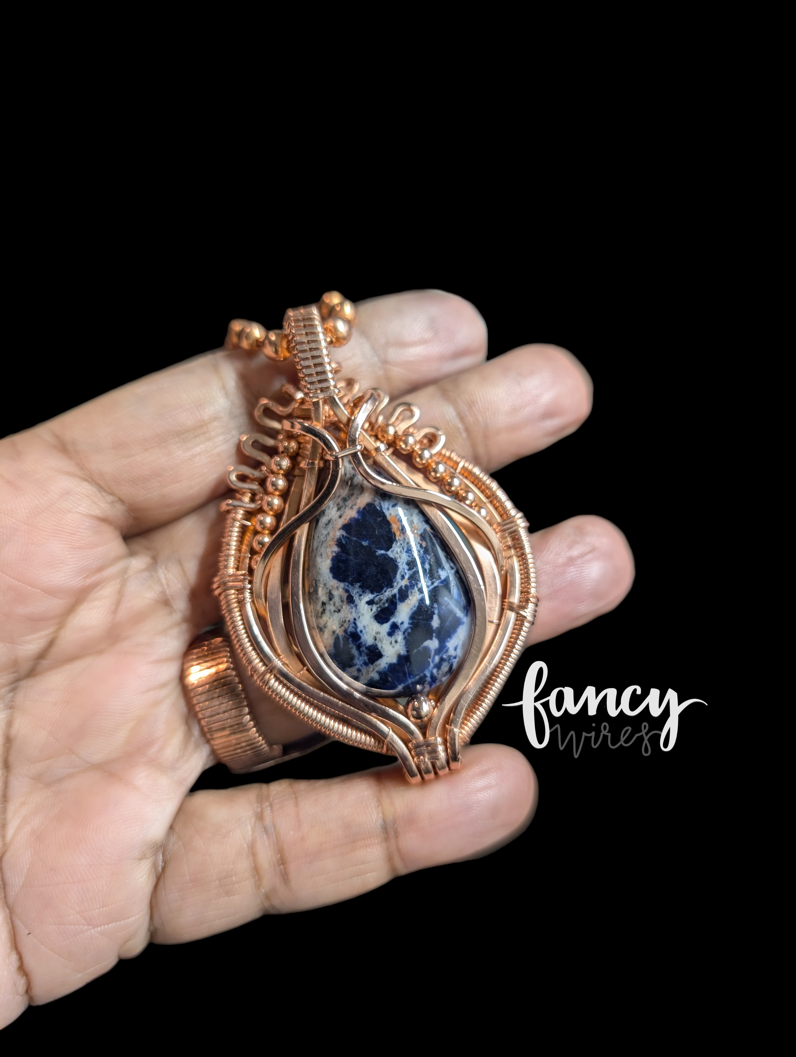 Sodalite and Copper Talisman Pendant