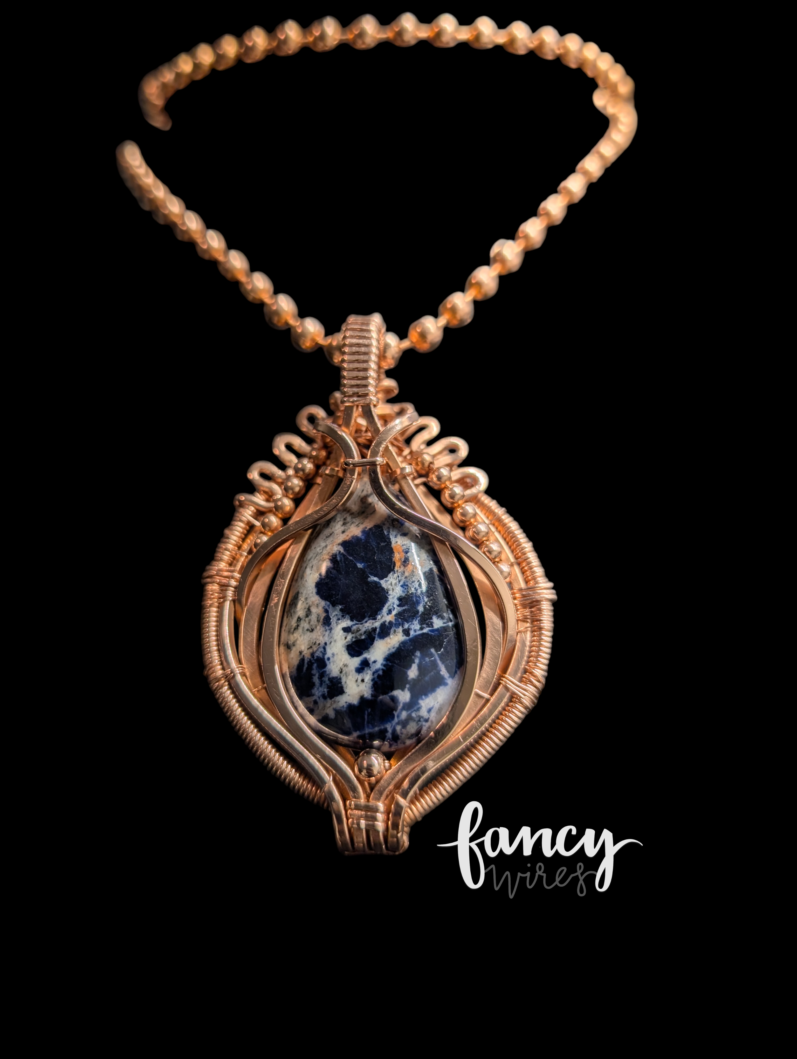 Sodalite and Copper Talisman Pendant