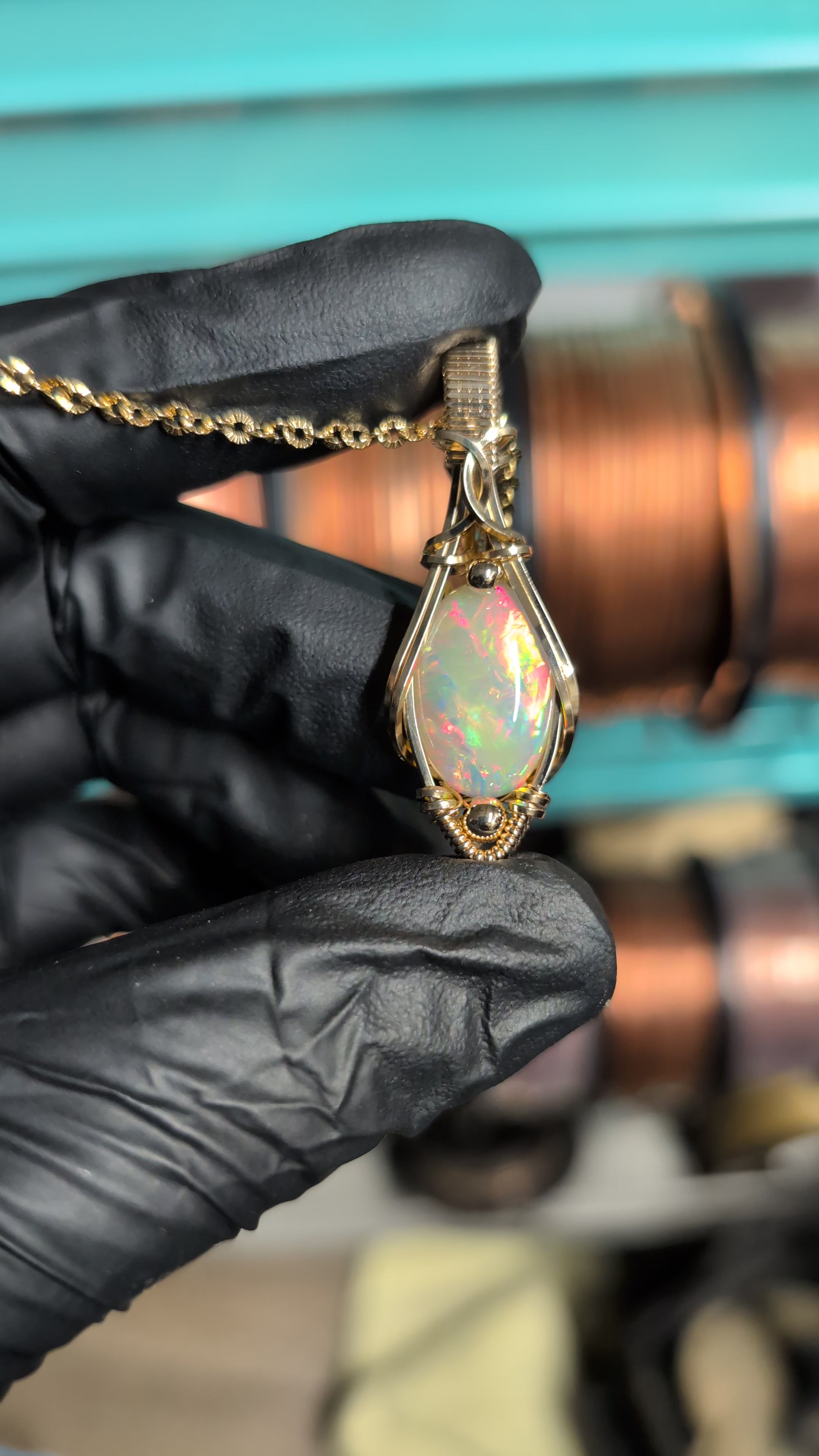 14K GF Ethiopian Opal Pendant