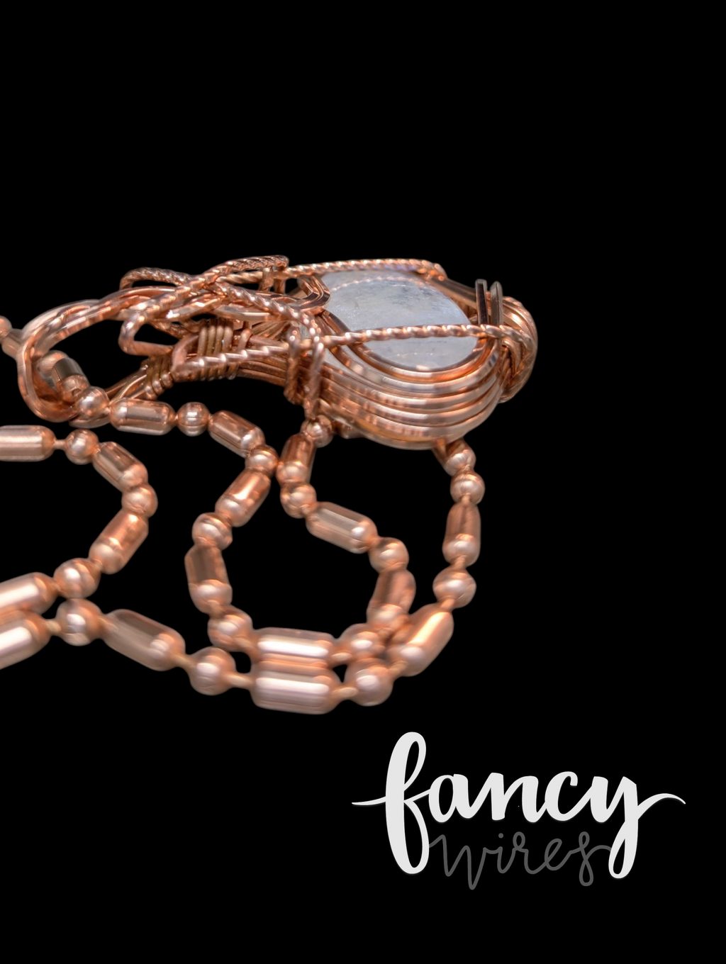 Fancy Wrapped Rainbow Moonstone Pendant