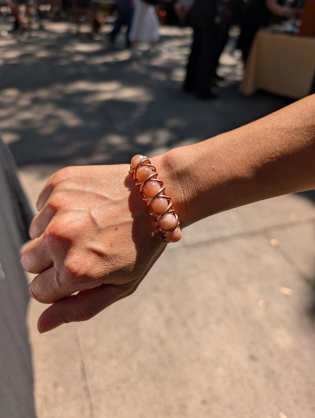 Beaded Gemstone and Copper Bangles